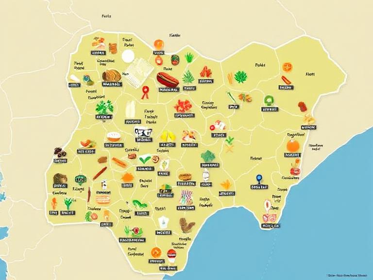 Map of Abuja neighborhoods with food highlights