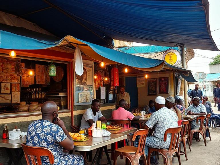 Busy local restaurant with customers