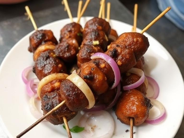 Suya skewers with onions
