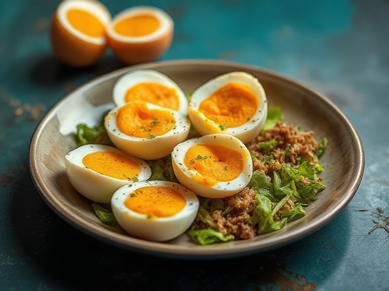 Yam and egg sauce plate