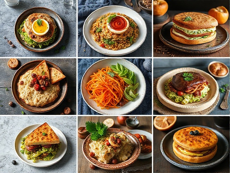 Grid of food photography portfolio