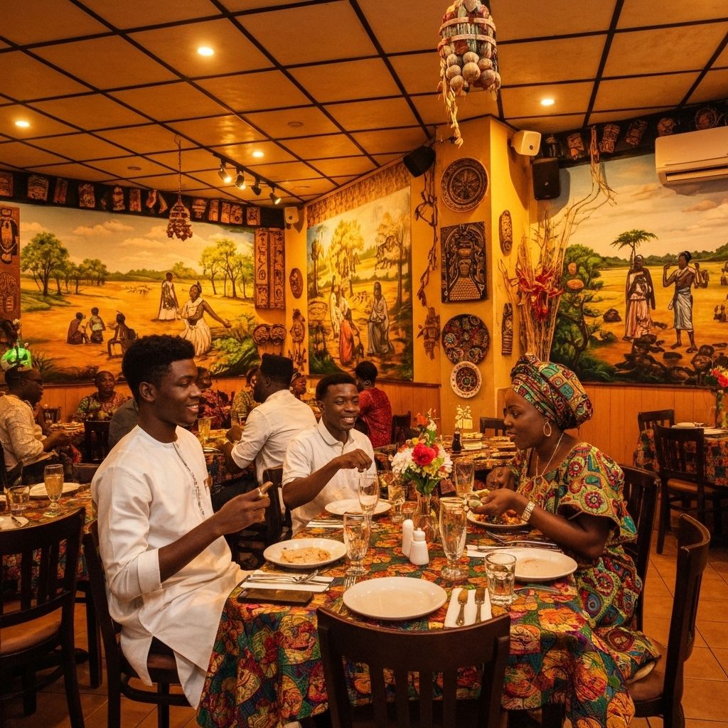 People dining at a Nigerian restaurant in Abuja
